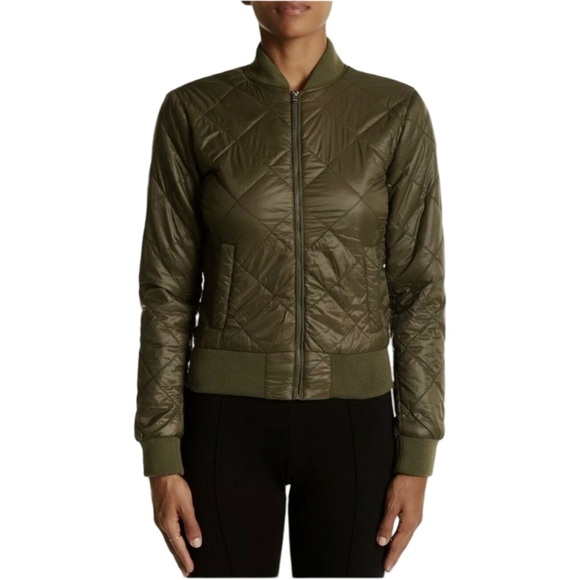 Saks Fifth Avenue Jackets & Blazers - Saks Fifth Avenue army green quilted cropped bomber jacket women’s size large